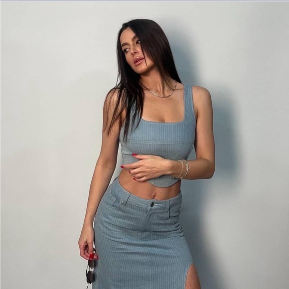 NWT Sage The Label Locals Only Denim Coset Top - Picture 2 of 5